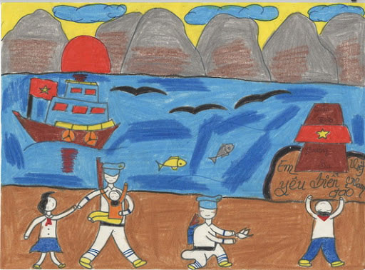 vẽ tranh biển đảo quê hương chú bộ đội hải quân hát