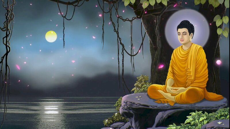 Ảnh bìa Phật ngồi bên dưới gốc tình nhân đề thanh bình